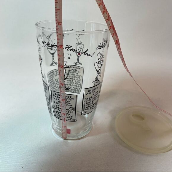 Vintage MCM Atomic Age cocktail recipe mixer cup with lid - Picture 3 of 9
